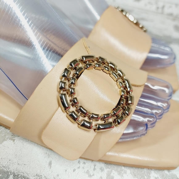 New Open Edit Lely Tan Cream Square Toe Slide Sandals M729 - Picture 7 of 13